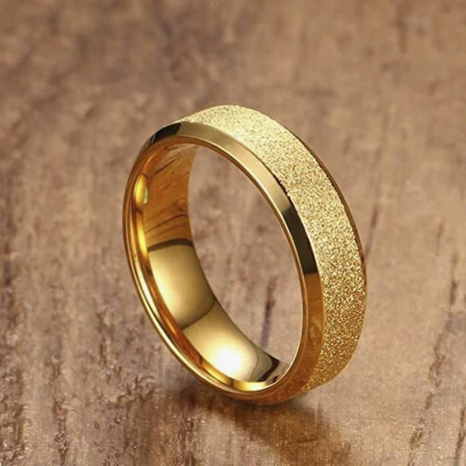 Anillo para hombre con Ba o de Oro 18k Doble biselado GOLD SHIELD