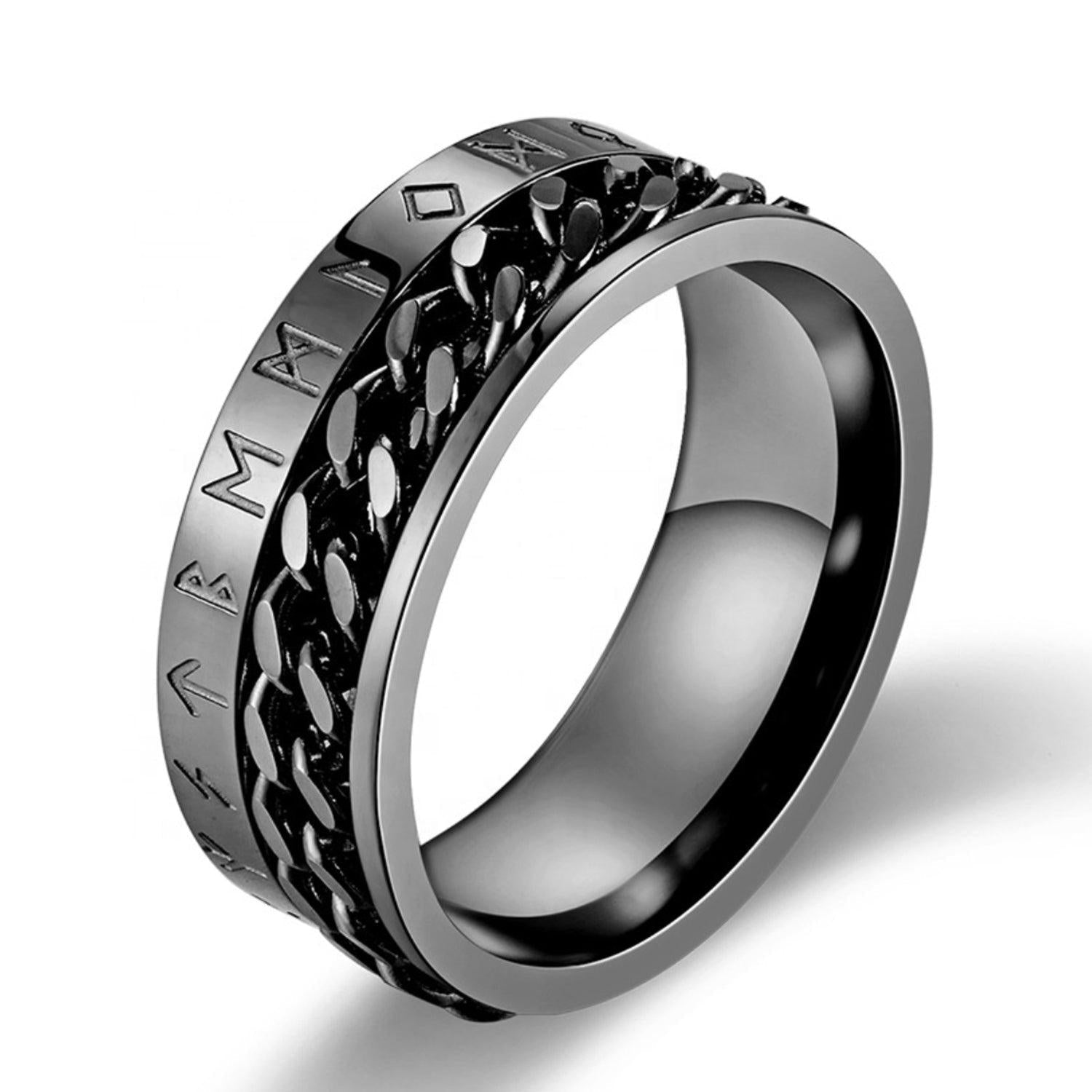 Joyería anillo de acero inoxidable cristiano de acero inoxidable negro y  plateado para anillos de hombre, Acero inoxidable, aleación, titanio,  vidrio