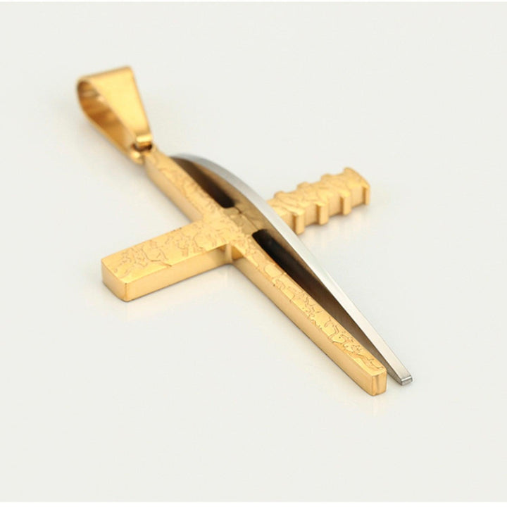 Collar Unisex de Acero Inoxidable Cruz Cristo - GOLD SHIELD